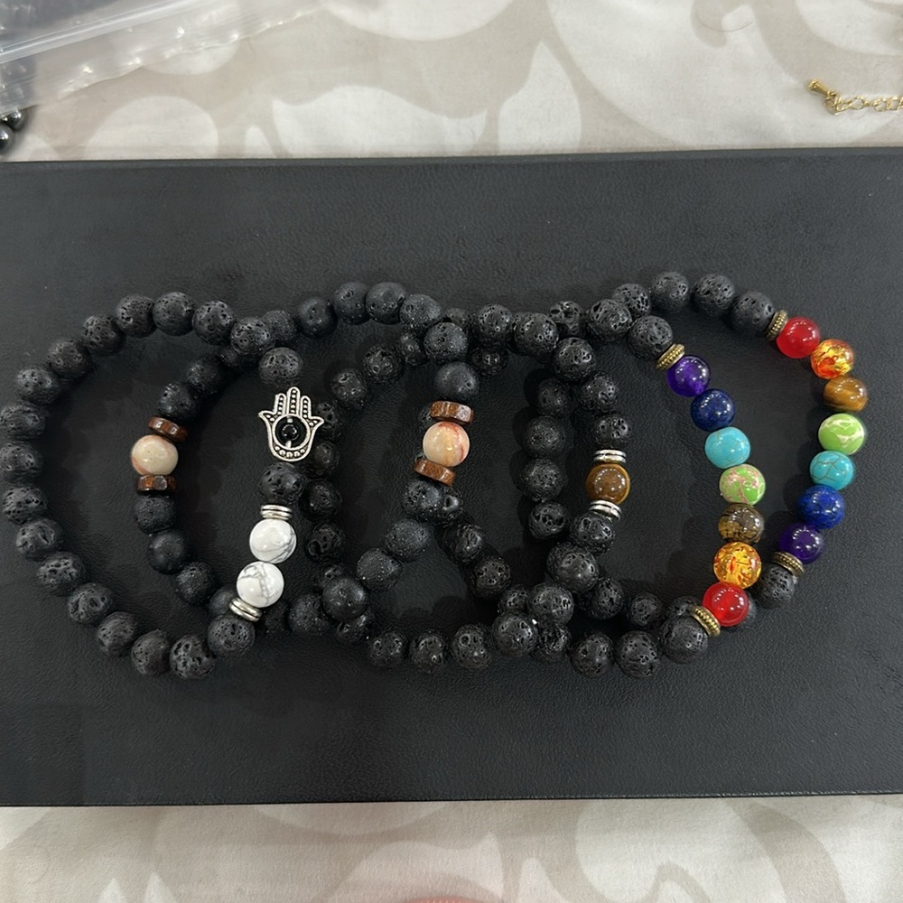 7 Chakra or more Healing Beaded Natural Lava Stone Diffuser Strachy Men/women